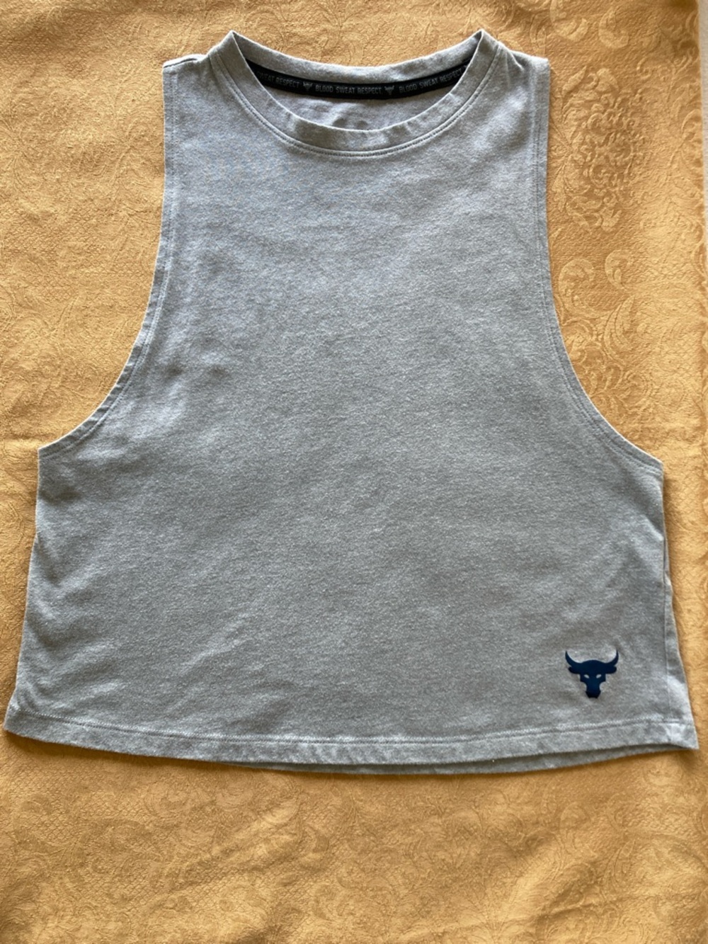 Under Armour Women's Light Gray Muscle Tee with Navy Logo